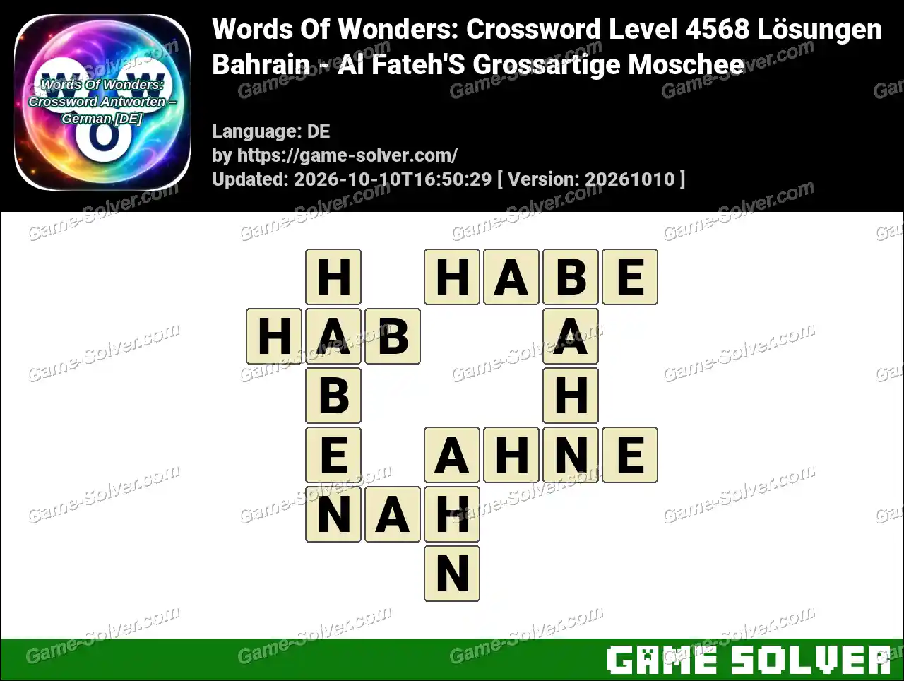 Words Of Wonders: Crossword Level 4568 Lösungen – Bahrain – Al Fateh’S Grossartige Moschee